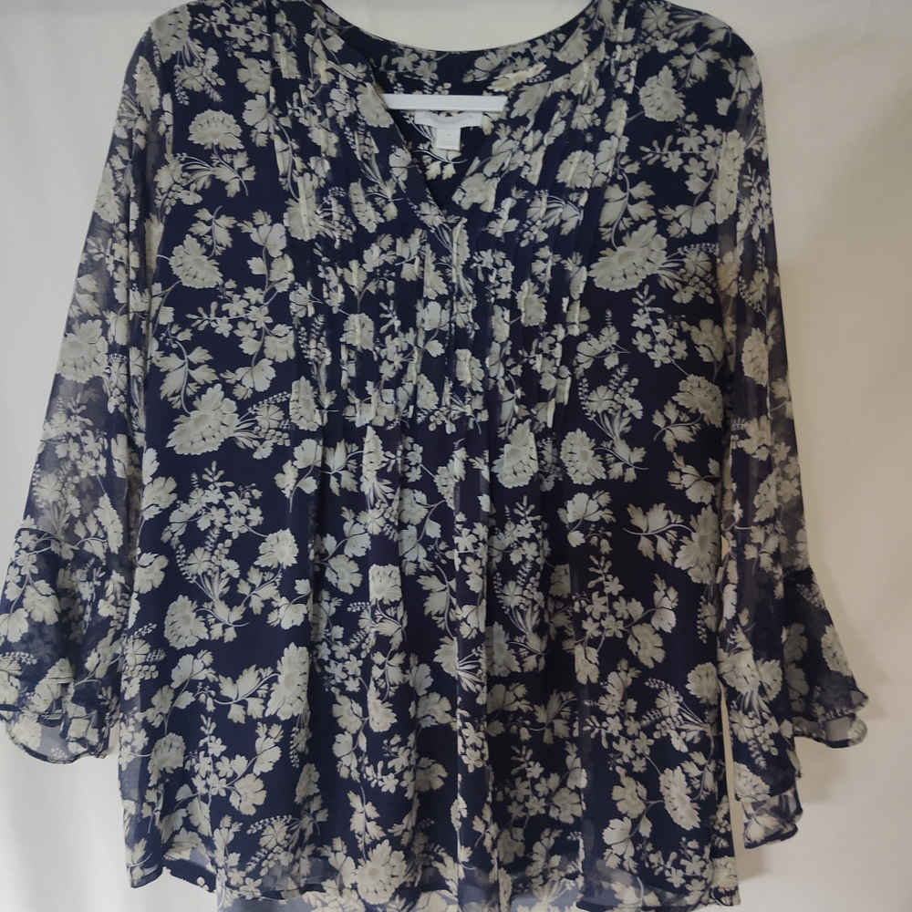 Navy Floral Blouse